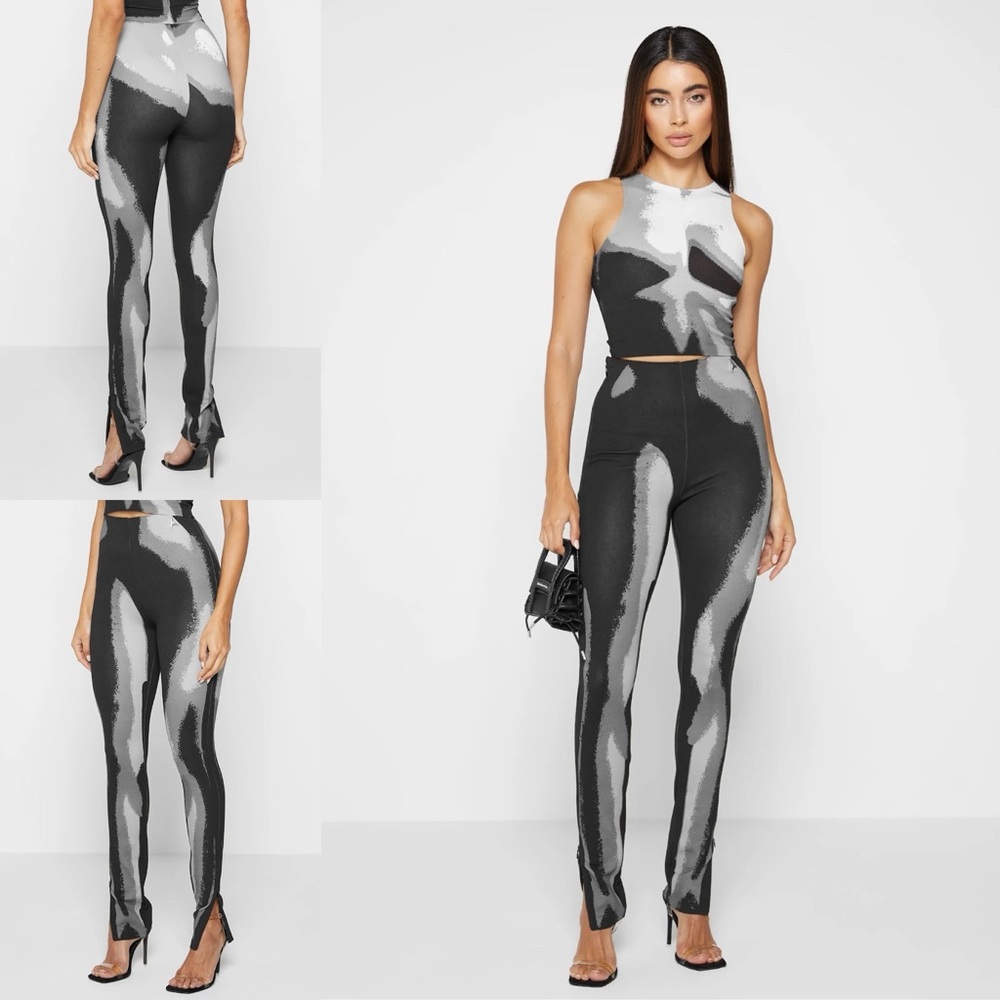 Manière De Voir Body Print Leggings - White/Grey sz 4